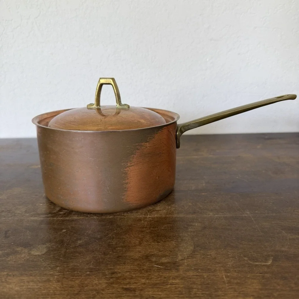 Paul Revere Ware Signature Collection 1801 Copper Saucepan w Lid 2 Qt Vintage